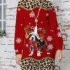 Women's Ugly Christmas Sweater Sweater Dress Christmas Sweaters Stand Collar Ribbed Knit Polyester Knitted Print Fall Winter Long Outdoor Christmas Holiday Daily Stylish Casual Long Sleeve Animal -Xmas Cothing Store votomf1697771073197