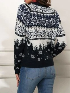 Women's Ugly Christmas Sweater Pullover Sweater Jumper Christmas Sweaters Crew Neck Ribbed Knit Acrylic Knitted Fall Winter Regular Outdoor Christmas Daily Fashion Casual Soft Long Sleeve Geometric -Xmas Cothing Store vpfrqr1697290681835