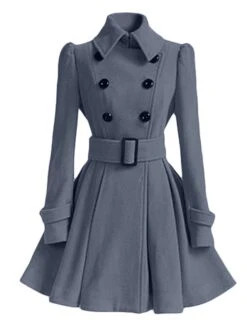 Women's Winter Coat Long Overcoat With Belt Christmas Party Xmas Wear Dress Coat Warm Double Breasted Pea Coat Fall Trench Coat Red Black Khaki Elegant Outerwear Casual Jacket -Xmas Cothing Store vpjvai1667211811240