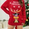 Women's Ugly Christmas Sweater Sweater Dress Christmas Sweaters Crew Neck Ribbed Knit Polyester Knitted Print Fall Winter Long Outdoor Xmas Holiday Daily Stylish Casual Long Sleeve Santa Claus -Xmas Cothing Store vrcmfk1697290873264