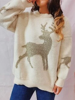 Women's Pullover Sweater Jumper Christmas Sweaters Crew Neck Chunky Knit Polyester Embroidery Spring Fall Winter Regular Christmas Daily New Year Fashion Daily Vintage Style Long Sleeve Elk Red Beige 18 Women's Pullover Sweater Jumper Christmas Sweaters Crew Neck Chunky Knit Polyester Embroidery Spring Fall Winter Regular Christmas Daily New Year Fashion Daily Vintage Style Long Sleeve Elk Red Beige -Xmas Cothing Store vsiaxg1697539834159