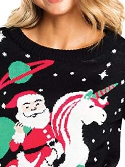 Women's Ugly Christmas Sweater Pullover Sweater Jumper Crew Neck Ribbed Knit Acrylic Patchwork Fall Winter Regular Outdoor Xmas Daily Stylish Casual Soft Long Sleeve Animal Geometric Santa Claus -Xmas Cothing Store vtngkr1695115501132