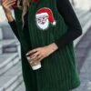 Women's Teddy Vest Christmas Party Xmas Fleece Sherpa Jacket Gilet Santa Winter Windproof Warm Sleeveless Jacket With Pockets Dark Green -Xmas Cothing Store vxpjib1695204297630