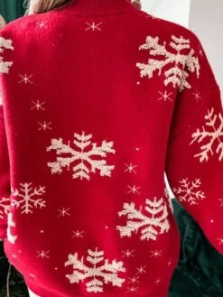 Women's Ugly Christmas Sweater Pullover Sweater Jumper Turtleneck Crew Neck Ribbed Knit Polyester Knitted Fall Winter Xmas Holiday Stylish Casual Soft Long Sleeve Snowflake Red Green Gray S M L -Xmas Cothing Store vytjny1662099949451