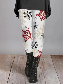 Women's Christmas LeggingsFull Length Light Coffee Black S M Fall & Winter -Xmas Cothing Store vzfkfc1694500572530