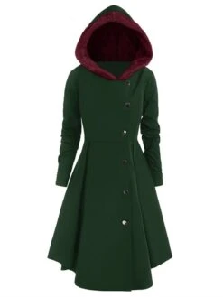 Women's Winter Coat Long Overcoat Christmas Cosplay Costume Single Breasted Pea Coat Thermal Warm Windproof Trench Coat Xmas Party Elegant Dress Outerwear Fall Outerwear Long Sleeve Red -Xmas Cothing Store wadbog1669278110166