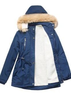 Women's Winter Coat Jacket Parka Warm Breathable Outdoor Christmas Daily Wear Vacation Xmas Pocket Fur Collar Fleece Lined Zipper Hoodie Elegant Lady Comfortable Solid Color Regular Fit Outerwear -Xmas Cothing Store wawbcl1664516982927