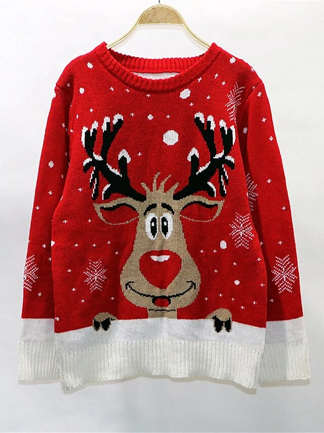 Women's Ugly Christmas Sweater Pullover Sweater Jumper Crew Neck Ribbed Knit Polyester Patchwork Fall Winter Regular Outdoor Xmas Daily Stylish Casual Soft Long Sleeve Elk Snowflake Black Red S 4 Women's Ugly Christmas Sweater Pullover Sweater Jumper Crew Neck Ribbed Knit Polyester Patchwork Fall Winter Regular Outdoor Xmas Daily Stylish Casual Soft Long Sleeve Elk Snowflake Black Red S - Image 2