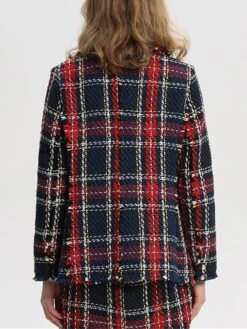 Women's Blazer Formal Button Plaid Warm Christmas Streetwear Regular Fit Outerwear Xmas Long Sleeve Fall Claret S -Xmas Cothing Store wcsnjp1692767165844