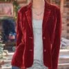 Women's Casual Blazer Velvet Casula Jacket Lapel Collar With Pockets Fall Party Jacket Winter Christmas Regular Fit Warm Stylish Vintage Style Classic Style Jacket Long Sleeve Solid Color Pure Color -Xmas Cothing Store weckdx1642571102167