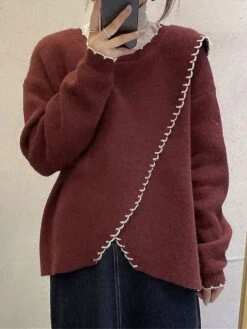 Women's Ugly Christmas Sweater Pullover Sweater Jumper Christmas Sweaters Crew Neck Ribbed Knit Polyester Knitted Fall Winter Regular Outdoor Christmas Daily Stylish Casual Soft Long Sleeve Solid