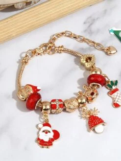 Women's Pendant Bracelet Beads Christmas Tree Personalized Stylish Natural Classic Sweet Alloy Bracelet Jewelry Silver / Golden / Golden Red For Xmas Gift Festival