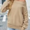 Women's Ugly Christmas Sweater Pullover Sweater Jumper Off Shoulder Ribbed Knit Acrylic Cold Shoulder Fall Winter Regular Outdoor Christmas Daily Stylish Casual Soft Long Sleeve Solid Color Black Red -Xmas Cothing Store wjvxml1696823508916