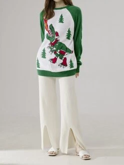 Women's Ugly Christmas Sweater Pullover Sweater Jumper Christmas Sweaters Crew Neck Ribbed Knit Acrylic Knitted Fall Winter Regular Outdoor Christmas Daily Fashion Casual Soft Long Sleeve Animal -Xmas Cothing Store wkupdw1697290678215