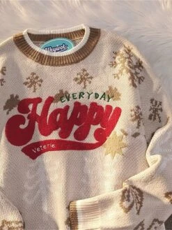 Women's Ugly Christmas Sweater Pullover Sweater Jumper Crew Neck Ribbed Knit Polyester Oversized Fall Winter Regular Outdoor Christmas Daily Stylish Casual Soft Long Sleeve Letter Snowflake Red Green -Xmas Cothing Store wljaau1696903333235