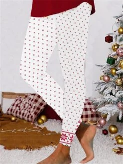 Women's Christmas Leggings Full Length Active Fashion Christmas Daily White Wine S XL Fall & Winter -Xmas Cothing Store wmceiq1697528970796