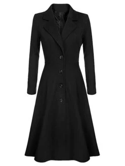 Women's Wool Blend Coat Winter Long Pea Coat Christmas Party Fall Lapel Overcoat Slim Fit Elegant & Luxurious Dress Jacket Long Sleeve Vintage Style White Black Purple Red