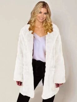 Women's Faux Fur Coat Regular Fur Collar Coat White Black Pink Yellow Fuchsia Stylish Christmas Fall Open Front Turndown Regular Fit S M L XL XXL 3XL / Warm -Xmas Cothing Store wmrjov1613986652907