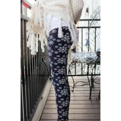 Women's Fleece Pants Tights Leggings Thermal Underwear Fleece Lined Black White Gray High Waist Xmas Vacation Casual Lounge Christmas Winter Print Stretchy Ankle-Length Thermal Warm Snowflake S M -Xmas Cothing Store wmrnja1663740531854