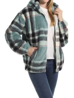 Women's Fleece Sherpa Jacket Christmas Xmas Teddy Bear Coat Windproof Warm Winter Coat Comtemporary Stylish Plush Jacket Long Sleeve Elk -Xmas Cothing Store wnspjv1695639931246