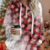Women's Fleece Jacket Sherpa Jacket Teddy Coat Warm Breathable Christmas Street Daily Wear Vacation Zipper Pocket Print Pullover Hoodie Plush Casual Daily Comfortable Xmas Plaid Regular Fit -Xmas Cothing Store wogcqw1669014391989