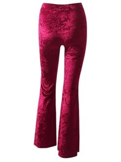Women's Bootcut Flare Flared Pants Full Length Velvet Micro-elastic High Waist Streetwear Basic Xmas Party Christmas Black Red S M -Xmas Cothing Store wouzwf1644992066833