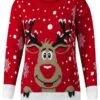 Women's Ugly Christmas Sweater Pullover Sweater Jumper Crew Neck Ribbed Knit Polyester Patchwork Fall Winter Regular Outdoor Xmas Daily Stylish Casual Soft Long Sleeve Elk Snowflake Black Red S -Xmas Cothing Store wpmdun1695111127968