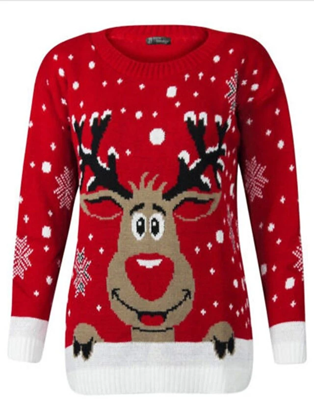 Women's Ugly Christmas Sweater Pullover Sweater Jumper Crew Neck Ribbed Knit Polyester Patchwork Fall Winter Regular Outdoor Xmas Daily Stylish Casual Soft Long Sleeve Elk Snowflake Black Red S 3 Women's Ugly Christmas Sweater Pullover Sweater Jumper Crew Neck Ribbed Knit Polyester Patchwork Fall Winter Regular Outdoor Xmas Daily Stylish Casual Soft Long Sleeve Elk Snowflake Black Red S