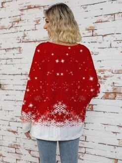 Women's Ugly Christmas Sweater Pullover Sweater Jumper V Neck Ribbed Knit Polyester Knitted Print Fall Winter Regular Outdoor Christmas Holiday Daily Stylish Casual Long Sleeve Animal Santa Claus -Xmas Cothing Store wqewqe1697626859418