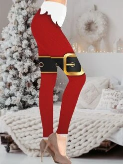 Women's Christmas Leggings Full Length Active Fashion Christmas Daily Black Wine S XL Fall & Winter