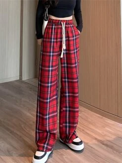 Women's Wide Leg Pants Trousers Full Length Fashion Streetwear Christmas Street Red Green S M Fall Winter -Xmas Cothing Store wwgqun1695792137705