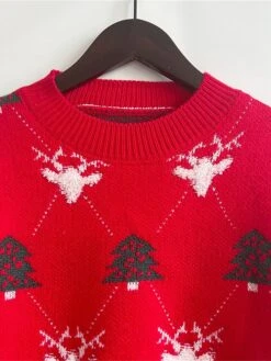 Women's Ugly Christmas Sweater Pullover Sweater Jumper Crew Neck Ribbed Knit Polyester Oversized Fall Winter Regular Outdoor Christmas Daily Stylish Casual Soft Long Sleeve Elk Christmas Tree Red -Xmas Cothing Store wwmzim1696903400945
