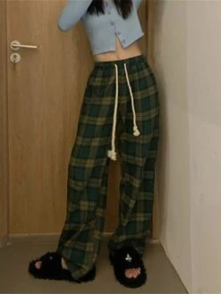 Women's Wide Leg Pants Trousers Full Length Fashion Streetwear Christmas Street Red Green S M Fall Winter -Xmas Cothing Store wxedlf1695792140426