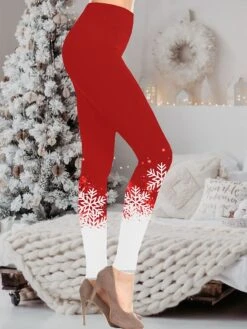 Women's Christmas Leggings Full Length Active Fashion Christmas Daily Wine Blue S XL Fall & Winter