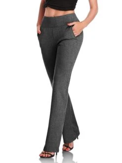 Women's Dress Pants Flared Pants Pants Trousers Full Length Side Pockets Micro-elastic Fashion Christmas Office / Career Black Red S M -Xmas Cothing Store xaephg1677137983722
