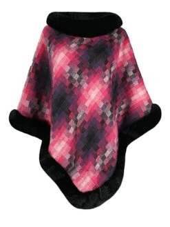 Women's Cloak / Capes Faux Fur Trim Christmas Party Pullover Hoodie Warm Street Daily Wear Vacation Fashion Street Xmas Style Plaid Regular Fit Outerwear Long Sleeve Fall Winter Blue Fuchsia Orange -Xmas Cothing Store xakzch1692950031202