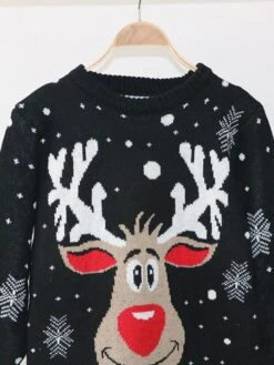 Women's Ugly Christmas Sweater Pullover Sweater Jumper Crew Neck Ribbed Knit Nylon Patchwork Knitted Fall Winter Xmas Holiday Stylish Casual Soft Long Sleeve Animal Snowflake Black Red S M L -Xmas Cothing Store xbihmr1662099931108