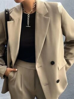 Women's Suits Blazer Office Christmas Work Xmas Spring Fall Coat Regular Fit Thermal Warm Windproof Breathable Stylish Contemporary Modern Style Jacket Long Sleeve Solid Color With Pockets Oversize -Xmas Cothing Store xbjazv1690534710284