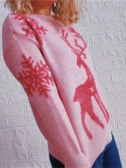 Women's Ugly Christmas Sweater Pullover Sweater Jumper Crew Neck Ribbed Knit Polyester Patchwork Fall Winter Regular Xmas Daily Going Out Stylish Casual Soft Long Sleeve Elk Pink Red Green S M L 30 Women's Ugly Christmas Sweater Pullover Sweater Jumper Crew Neck Ribbed Knit Polyester Patchwork Fall Winter Regular Xmas Daily Going Out Stylish Casual Soft Long Sleeve Elk Pink Red Green S M L -Xmas Cothing Store xbplmi1695029159850