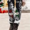 Women's Tights Leggings Full Length Print Stretchy Fashion Christmas Weekend Dark Grey Black S M -Xmas Cothing Store xbrmrr1668420528030