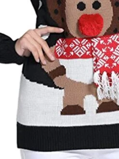 Women's Ugly Christmas Sweater Pullover Sweater Jumper Crew Neck Ribbed Knit Acrylic Knitted Fall Winter Outdoor Xmas Daily Stylish Casual Soft Long Sleeve Animal Elk Black S M L -Xmas Cothing Store xbxylc1667811516305