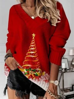 Women's Ugly Christmas Sweater Pullover Sweater Jumper Christmas Sweaters Crew Neck Ribbed Knit Polyester Knitted Fall Winter Regular Outdoor Xmas Daily Stylish Casual Soft Long Sleeve Letter -Xmas Cothing Store xcnhnp1697290694344