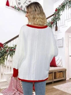 Women's Ugly Christmas Sweater Pullover Sweater Jumper V Neck Ribbed Knit Polyester Knitted Print Fall Winter Regular Outdoor Christmas Holiday Daily Stylish Casual Long Sleeve Santa Claus Snowflake -Xmas Cothing Store xdezvu1697771286606
