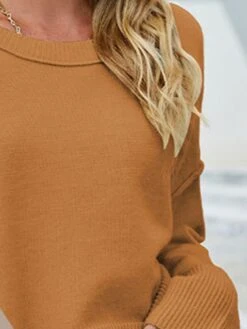 Women's Ugly Christmas Sweater Pullover Sweater Jumper Crew Neck Ribbed Knit Acrylic Split Flare Cuff Sleeve Fall Winter Regular Outdoor Christmas Daily Stylish Casual Soft Long Sleeve Solid Color -Xmas Cothing Store xeblre1696823509238