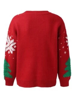 Women's Ugly Christmas Sweater Pullover Sweater Jumper Crew Neck Ribbed Knit Polyester Patchwork Fall Winter Regular Outdoor Xmas Daily Stylish Casual Soft Long Sleeve Christmas Tree Snowflake -Xmas Cothing Store xeedcj1695209491373
