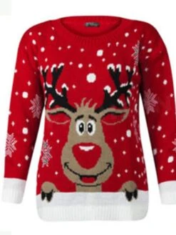 Women's Ugly Christmas Sweater Pullover Sweater Jumper Crew Neck Ribbed Knit Acrylic Knitted Fall Winter Outdoor Xmas Holiday Stylish Casual Soft Long Sleeve Elk Snowflake Wine Red S M L -Xmas Cothing Store xgvmqh1666778204676