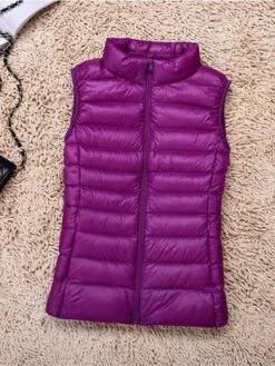 Women's Quilted Vest Sleeveless Puffer Jacket Christmas Windproof Warm Gilet Lightweight Parka ZipperStand Collar Outerwear Fall Light Pink Navy Black -Xmas Cothing Store xiapzy1695715256194
