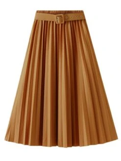 Women's Skirt A Line Midi Pleated Royal Blue And Wine Black Pink Skirts Fall & Winter Belt Included Fashion Elegant Christmas Daily Xmas M L XL -Xmas Cothing Store ximjke1694749463243