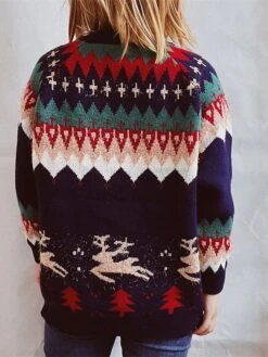 Women's Ugly Christmas Sweater Pullover Sweater Jumper Crew Neck Crochet Knit Acrylic Knitted Fall Winter Christmas Holiday Stylish Casual Soft Long Sleeve Xmas Tree White Red Navy Blue S M L -Xmas Cothing Store xivqly1659415001120