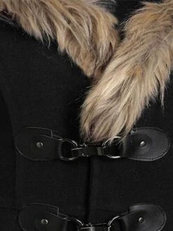 Women's Winter Coat Long Overcoat With Belt Christmas Party Wear Warm Single Breasted Pea Coat With Fur Collar Halloween Fall Trench Coat Dress Jacket Red Black Khaki Elegant Outerwear Casual Jacket -Xmas Cothing Store xjdkhd1639470939486